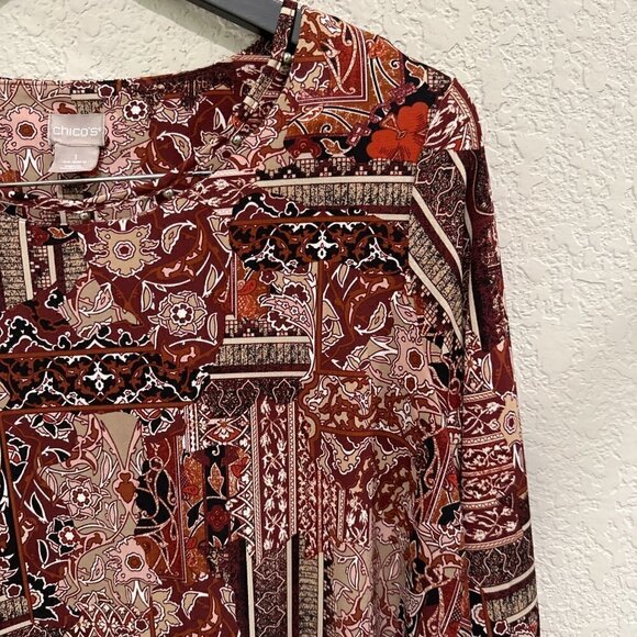 Chicos Women's Crew Neck Floral Multicolor Top Size 1 - Picture 5 of 5